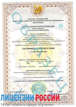 Образец сертификата соответствия Сосновый Бор Сертификат OHSAS 18001
