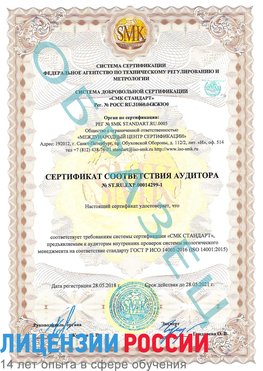 Образец сертификата соответствия аудитора №ST.RU.EXP.00014299-1 Сосновый Бор Сертификат ISO 14001